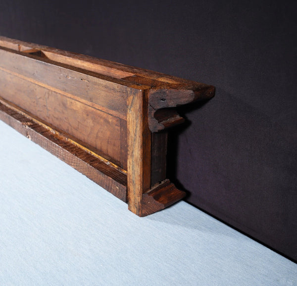 67" Wide Antique French Solid Oak Wood Mantel/Panel/Crest Pediment w/Carvings