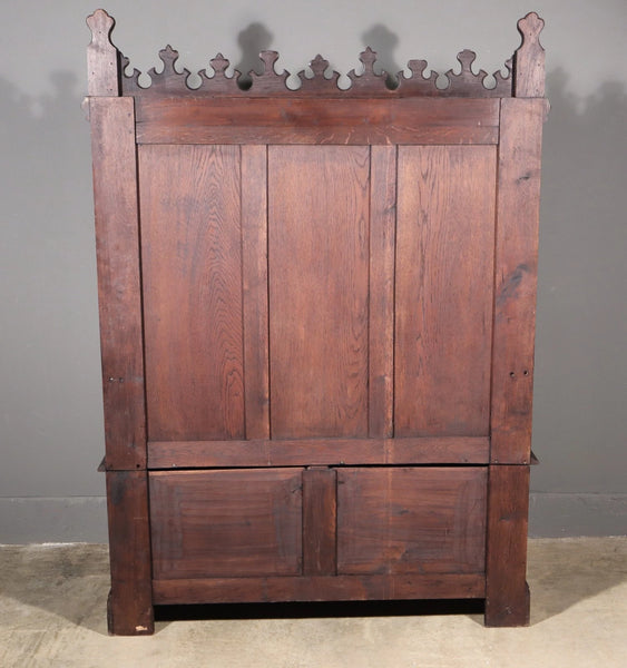 72" Tall Antique French Gothic Revival Oak Wood Bench/Settee/Chair Highly Carved
