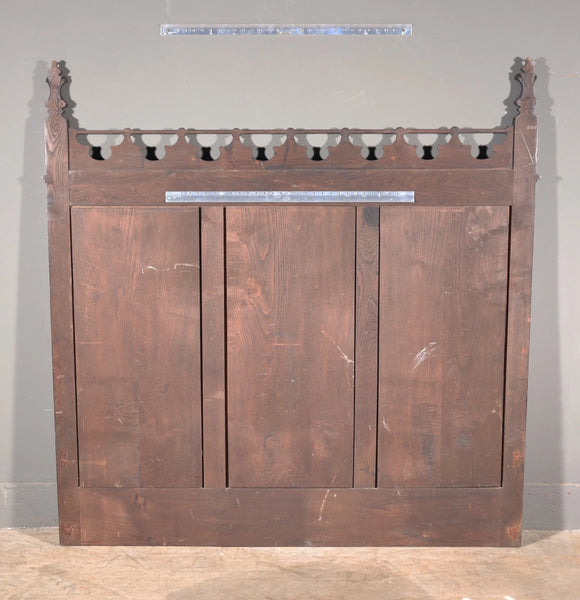 Antique French Neo Gothic Queen Sized Headboard in Solid Chestnut Wood