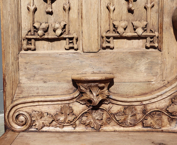 84" Wide Antique French Renaissance Revival Altar/ Tabernacle Highly Carved Oak