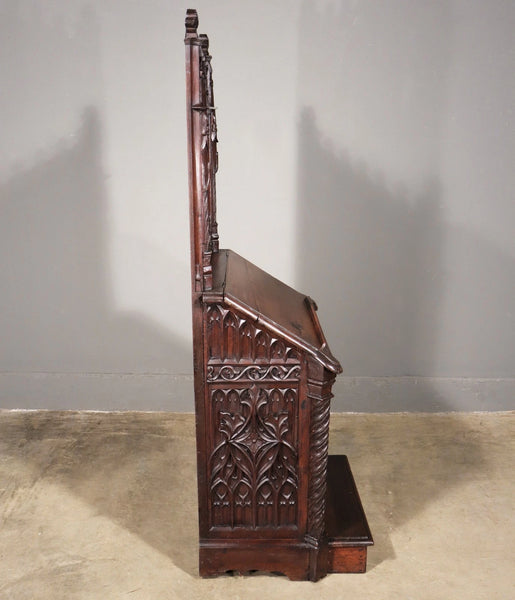 Antique French Solid Walnut Wood Church Prie Dieu/Prayer Cabinet/Altar/Kneeler