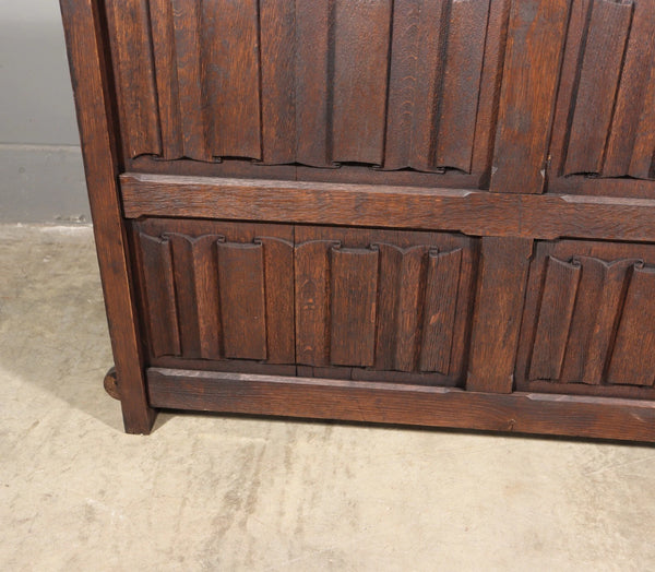 Pair of 79" Long Antique Gothic Revival Solid Oak Wood Prayer Church Rails