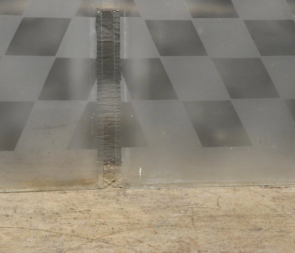 48" Tall Pair of Antique French Etched Glass Windows Frosted Glass with Birds