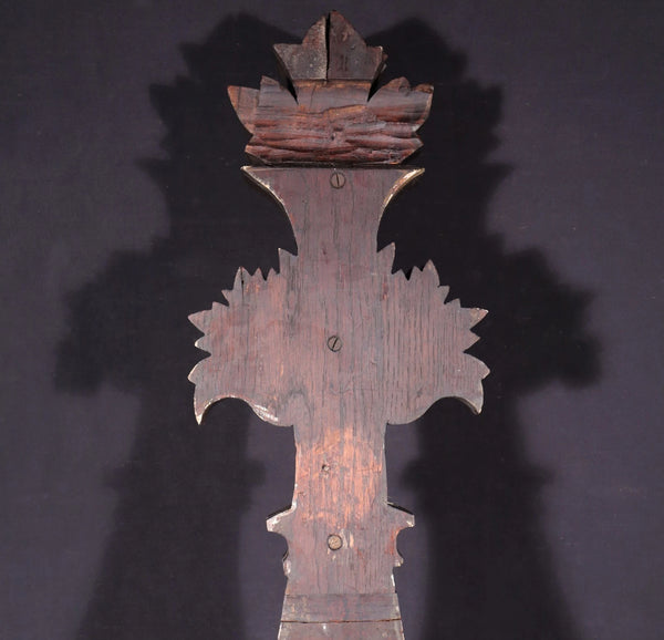 66" Antique French Gothic Revival Crest/Pediment in Solid Walnut and Oak Wood