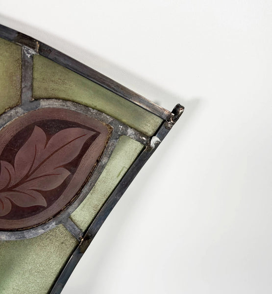 16" Tall Antique Belgian Stained/Leaded Glass Panel by Bertrand Bardenhewer