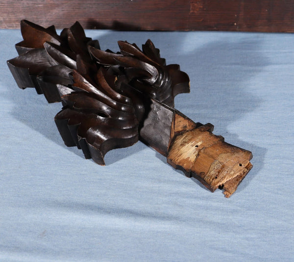 66" Wide Antique French Gothic Revival Crest/Pediment in Solid Walnut & Oak Wood