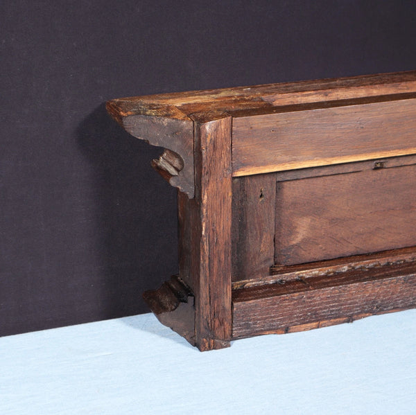 67" Wide Antique French Solid Oak Wood Mantel/Panel/Crest Pediment w/Carvings