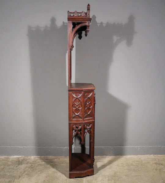 88" Tall Antique French Walnut Gothic Cabinet/ Cupboard/ Display Stand/Pedestal