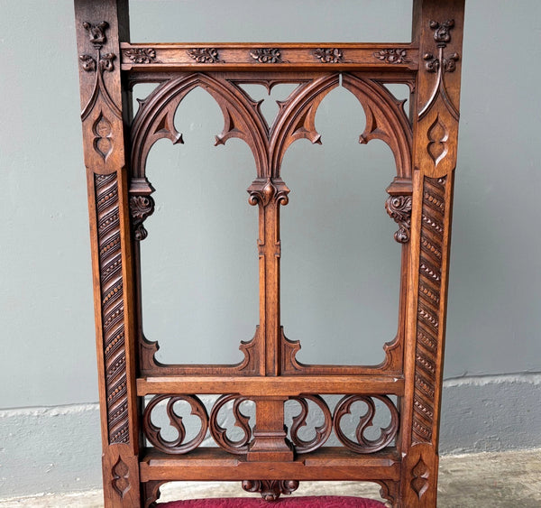 Share French Antique Solid Oak Wood Church Prie Dieu/Kneeler Christian Highly Carved