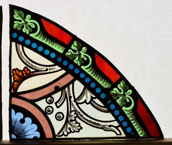 59" Tall Impressive Antique French Stained Glass Church Window Early 1800's