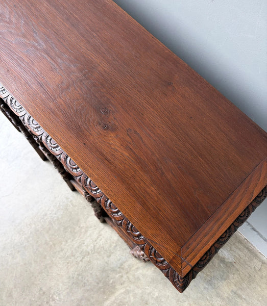 Antique French Renaissance Chest/Trunk/Sideboard Solid Oak w/Detailed Carvings