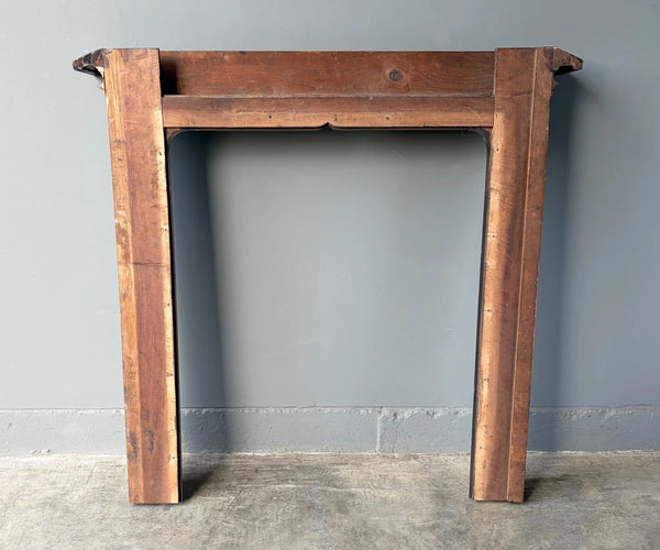54" Tall French Antique Gothic Fireplace Mantel in Solid & Veneered Walnut