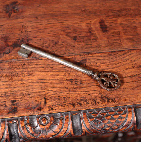 1700's Antique French Renaissance Sideboard in Solid Wood Oak Highly Carved