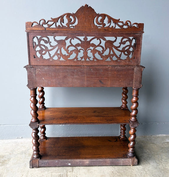 Antique French Renaissance Sideboard/Buffet in Solid Oak Highly Carved Wood