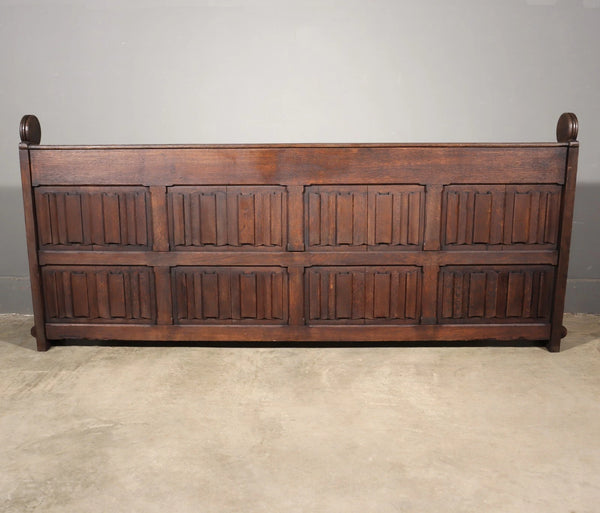 Pair of 79" Long Antique Gothic Revival Solid Oak Wood Prayer Church Rails