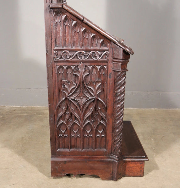 Antique French Solid Walnut Wood Church Prie Dieu/Prayer Cabinet/Altar/Kneeler