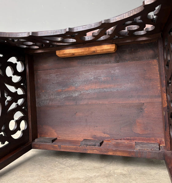 French Antique Gothic Revival Walnut Arm Chair Carved Wood Desk Chair