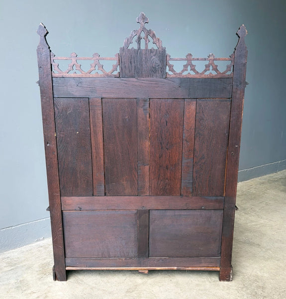 Antique French Gothic Revival Oak Wood Bench/Settee/Chair Highly Carved