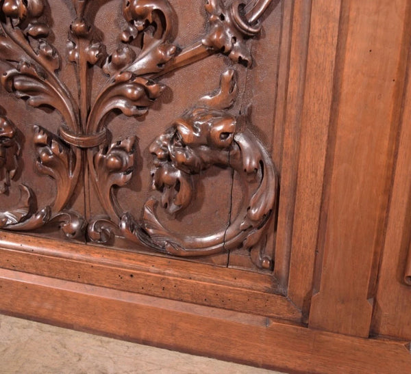 88" Wide Antique French Panel/King Size Headboard in Solid Walnut w/Knight