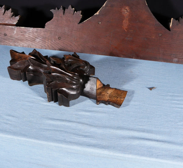 66" Antique French Gothic Revival Crest/Pediment in Solid Walnut and Oak Wood