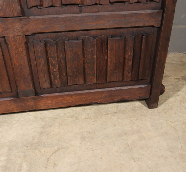 Pair of 79" Long Antique Gothic Revival Solid Oak Wood Prayer Church Rails