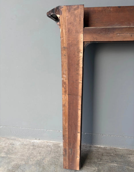 54" Tall French Antique Gothic Fireplace Mantel in Solid & Veneered Walnut