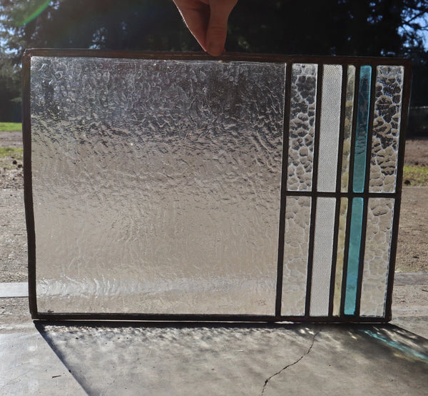 Set of 6 Vintage Art Deco French Stained Glass Panels with Textured Glass