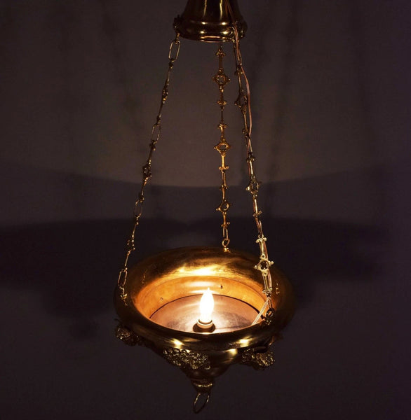 Vintage French Bronze Sanctuary/Pendant Chandelier/Incense Burner with Angels