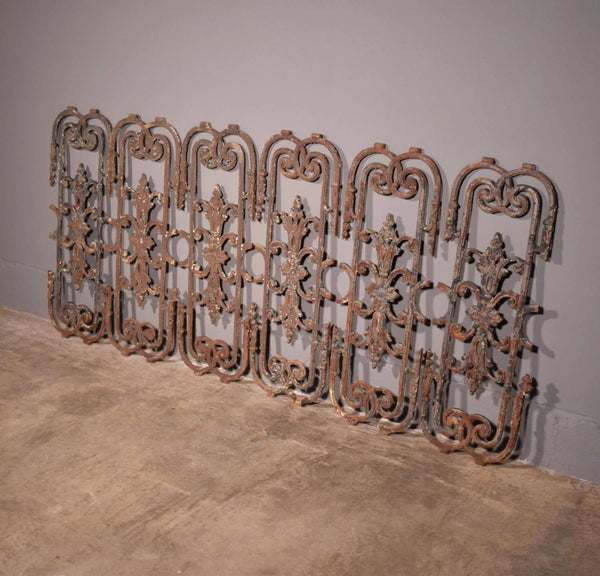 Set of 6 Matching 33" Tall French Cast Iron Panels/Fence/Window Grilles