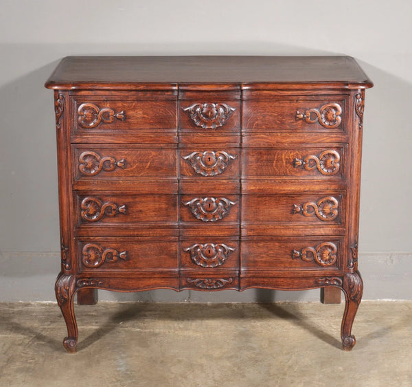 Antique French Louis XV Oak Dresser/ Commode/ Chest of Drawers Highly Carved