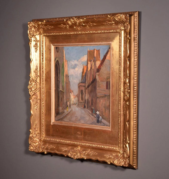 Antique Signed Oil on Panel Painting Maurice Van Middel of St John's Hospital