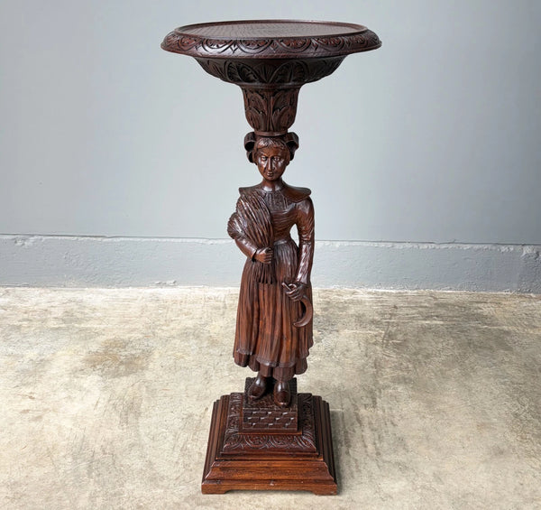 Antique French Breton Display Pedestal/Plant Stand or Pillar/Column in Chestnut