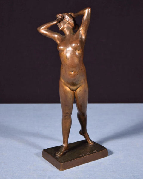Antique French Nude Bronze Sculpture of a Woman by R.C. Ireland (1882-1921)