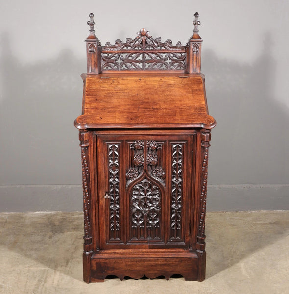 Antique French Solid Walnut Wood Church Prie Dieu/Prayer Cabinet/Altar Christian