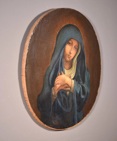 Antique Oil on Canvas Painting of The Virgin Mary by Tommaso Gherardini