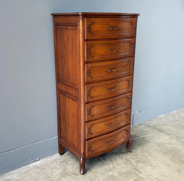 Antique French Solid Oak Wood Lingerie Chest of Drawers/Dresser/Chiffoniere
