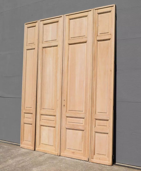 Set of 4 124" X 96" Large French/Belgian Antique 4 Panel Stripped Chateau Doors