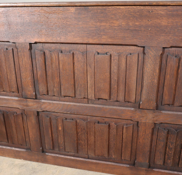 Pair of 79" Long Antique Gothic Revival Solid Oak Wood Prayer Church Rails