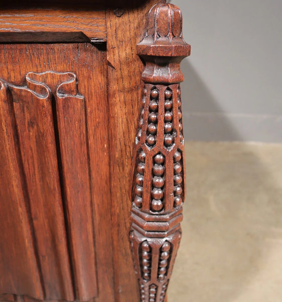 Antique French Gothic Chest/Trunk in Solid Oak Wood With Detailed Carvings