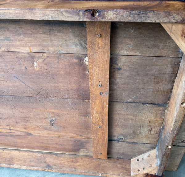 Rustic French Dining Table/Farm Work Table/Desk in Solid Oak and Chestnut Wood