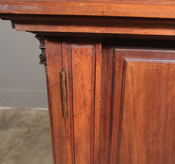 French Antique Solid Walnut Wood Neoclassical Gun Case/Cabinet with Carvings