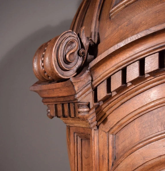 93" Tall Antique French Solid Oak Church Statuary Cabinet with Rotating Door
