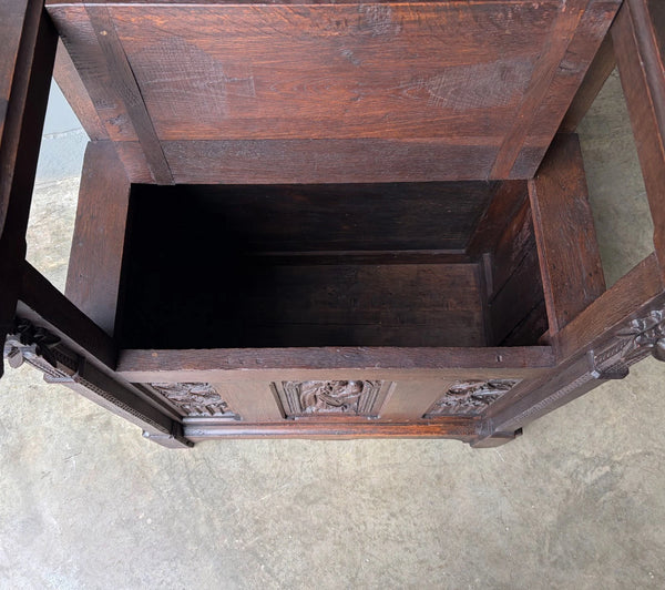 Late 1700's Antique French Gothic Throne Chair Bench/Settee/Chair Carved Oak