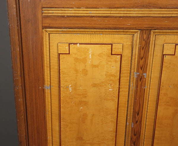 Pair of Antique French Art Deco Etched Glass Doors Frosted Glass w/Pine Frames