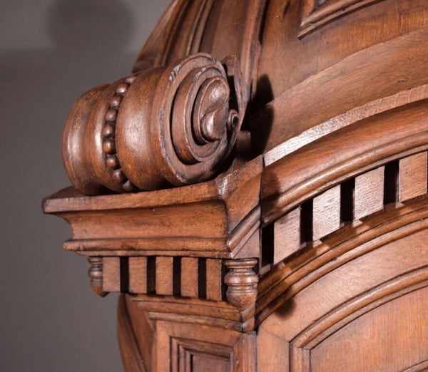 93" Tall Antique French Solid Oak Church Statuary Cabinet with Rotating Door