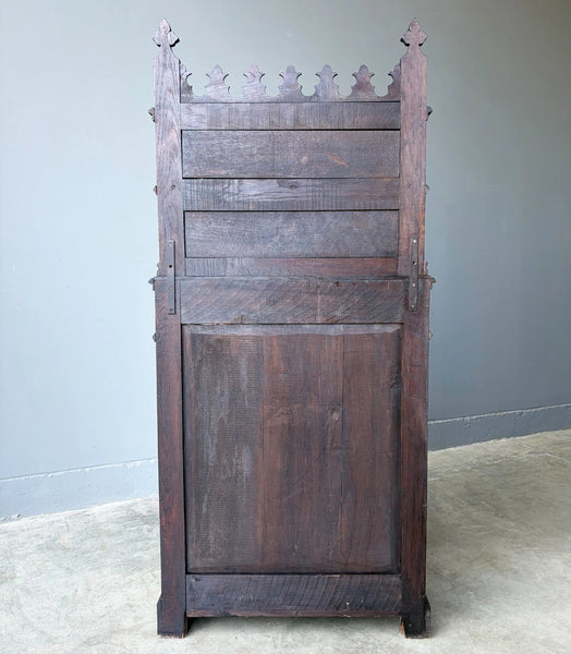 Antique French Gothic Revival Cabinet/Console/Sideboard,Highly Carved Oak