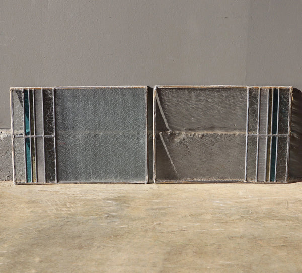 Set of 6 Vintage Art Deco French Stained Glass Panels with Textured Glass