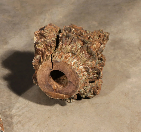 Antique French Solid Oak Highly Carved Corinthian Fireplace Side Pillars Rustic