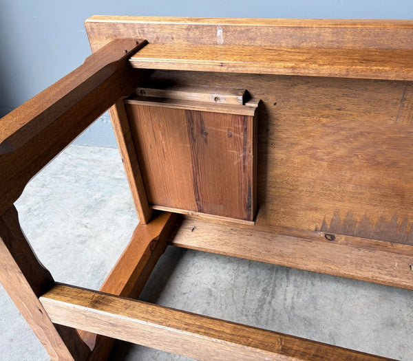 Vintage French Farm Trestle Table/Dining Table/Desk with Drawer in Hardwood