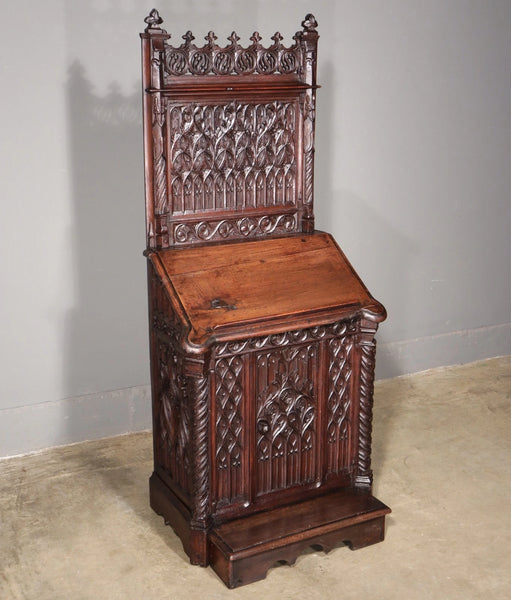 Antique French Solid Walnut Wood Church Prie Dieu/Prayer Cabinet/Altar/Kneeler